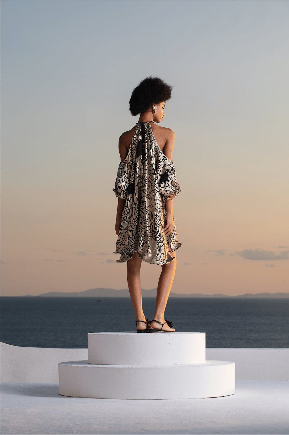 Chrysallis Mini Halterneck Dress in Silk.