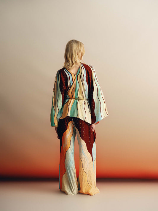 Ecuador kaftan top in rayon/lurex
