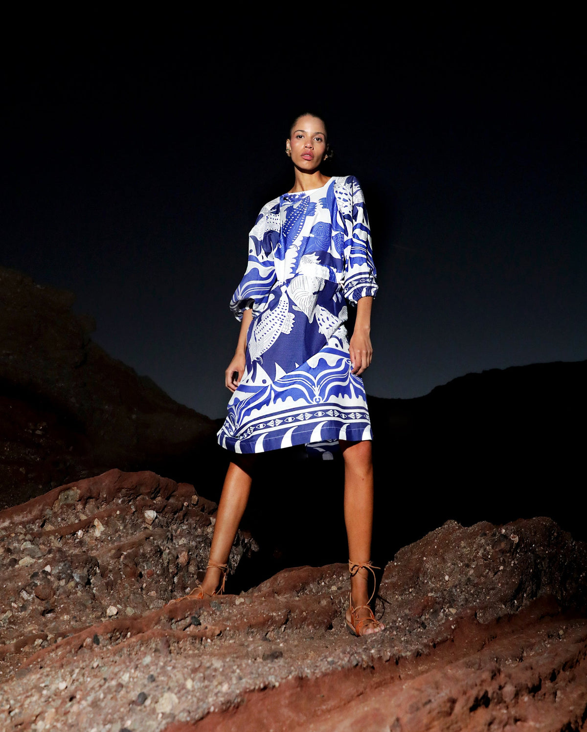 Cecile gather dress in silk/cotton