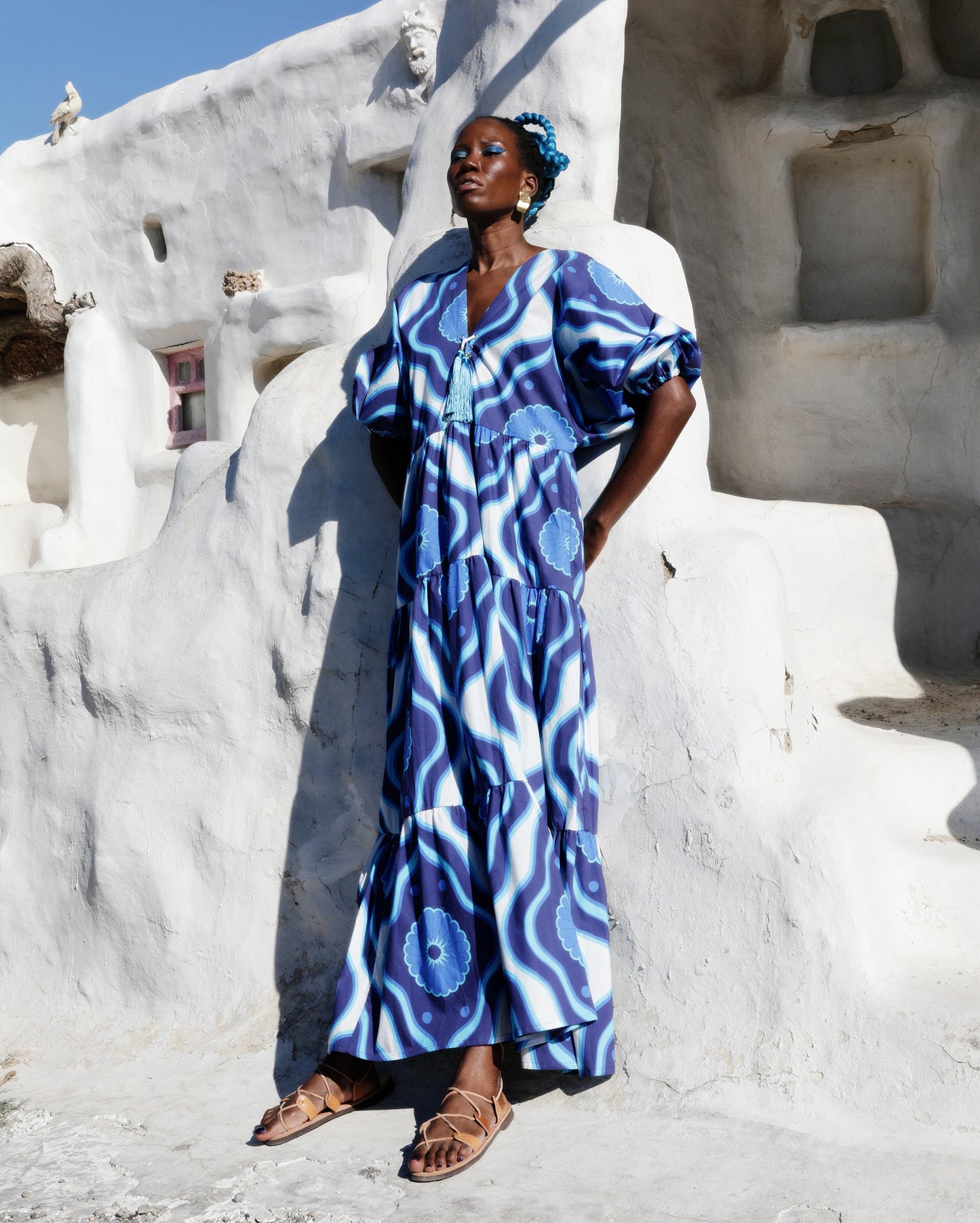 Irene tiered dress in cotton