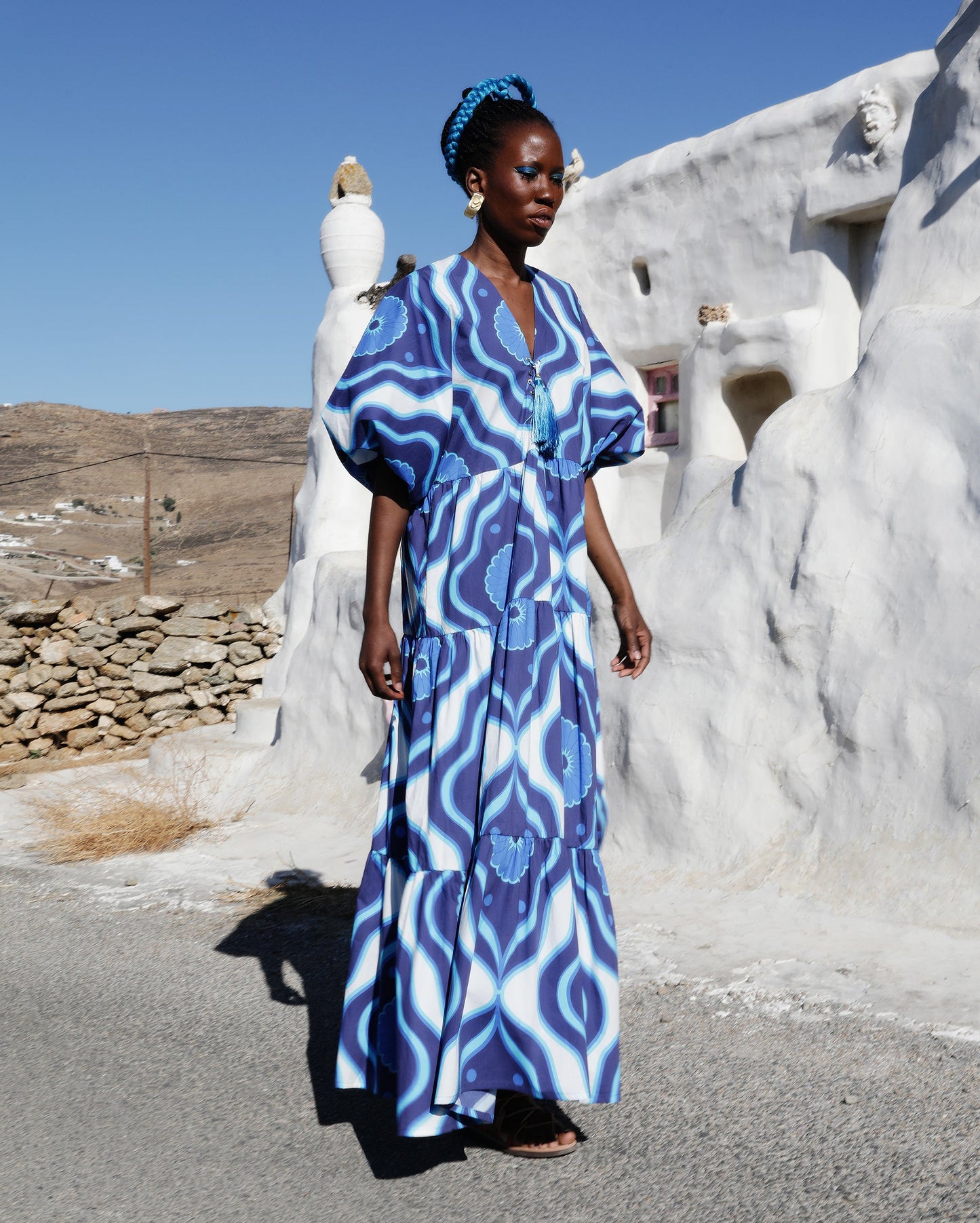 Irene tiered dress in cotton