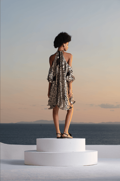 Chrysallis Mini Halterneck Dress in Silk.