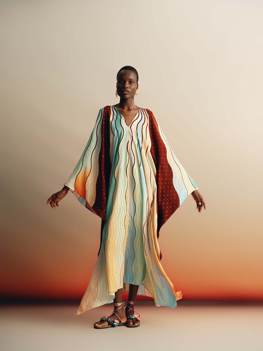 Ecuador kaftan in rayon/lurex