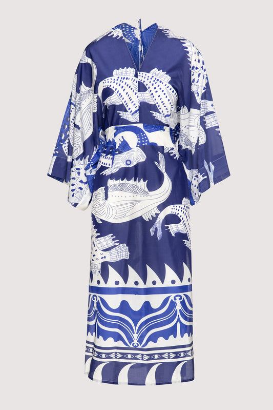 Kaisha kimono dress in silk/cotton