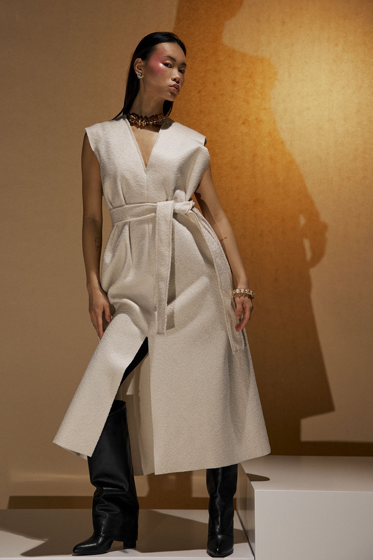 Anna sarafan dress in brushed wool