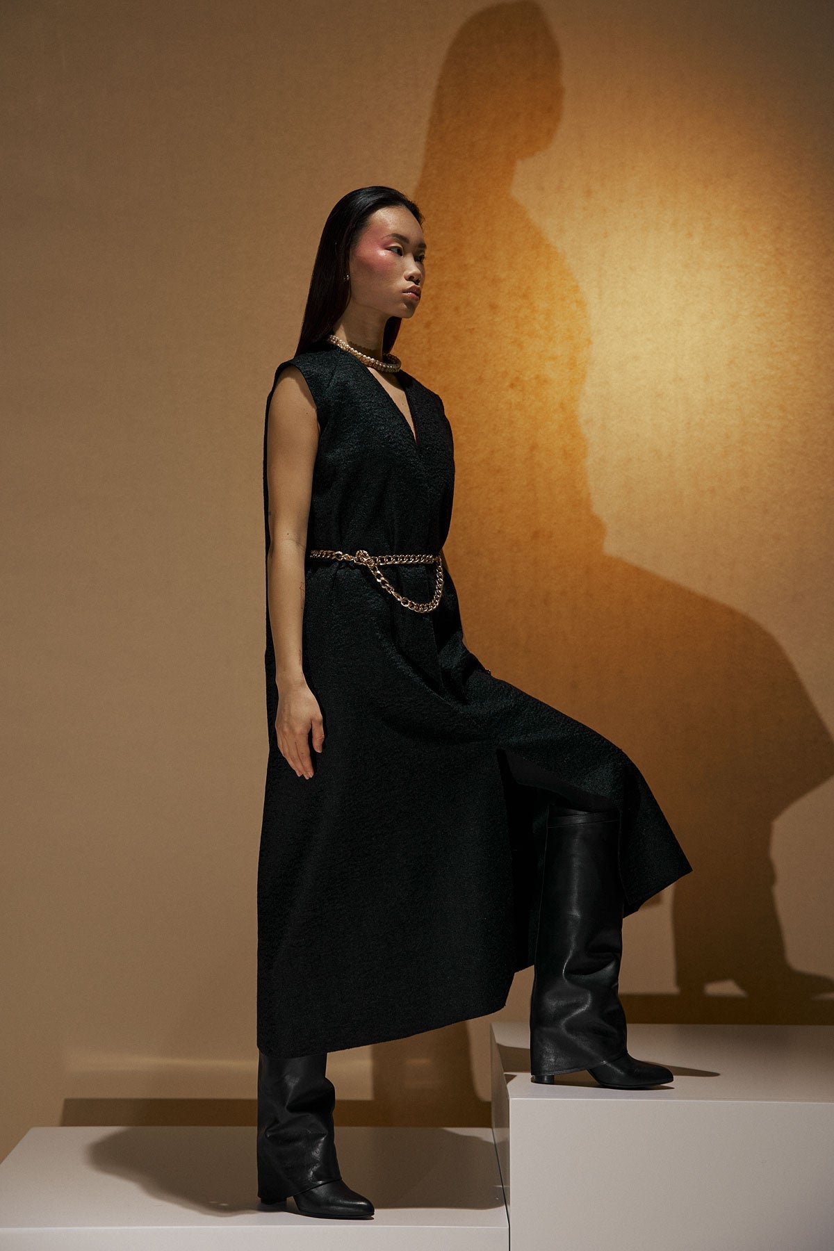 Anna sarafan dress in brushed wool