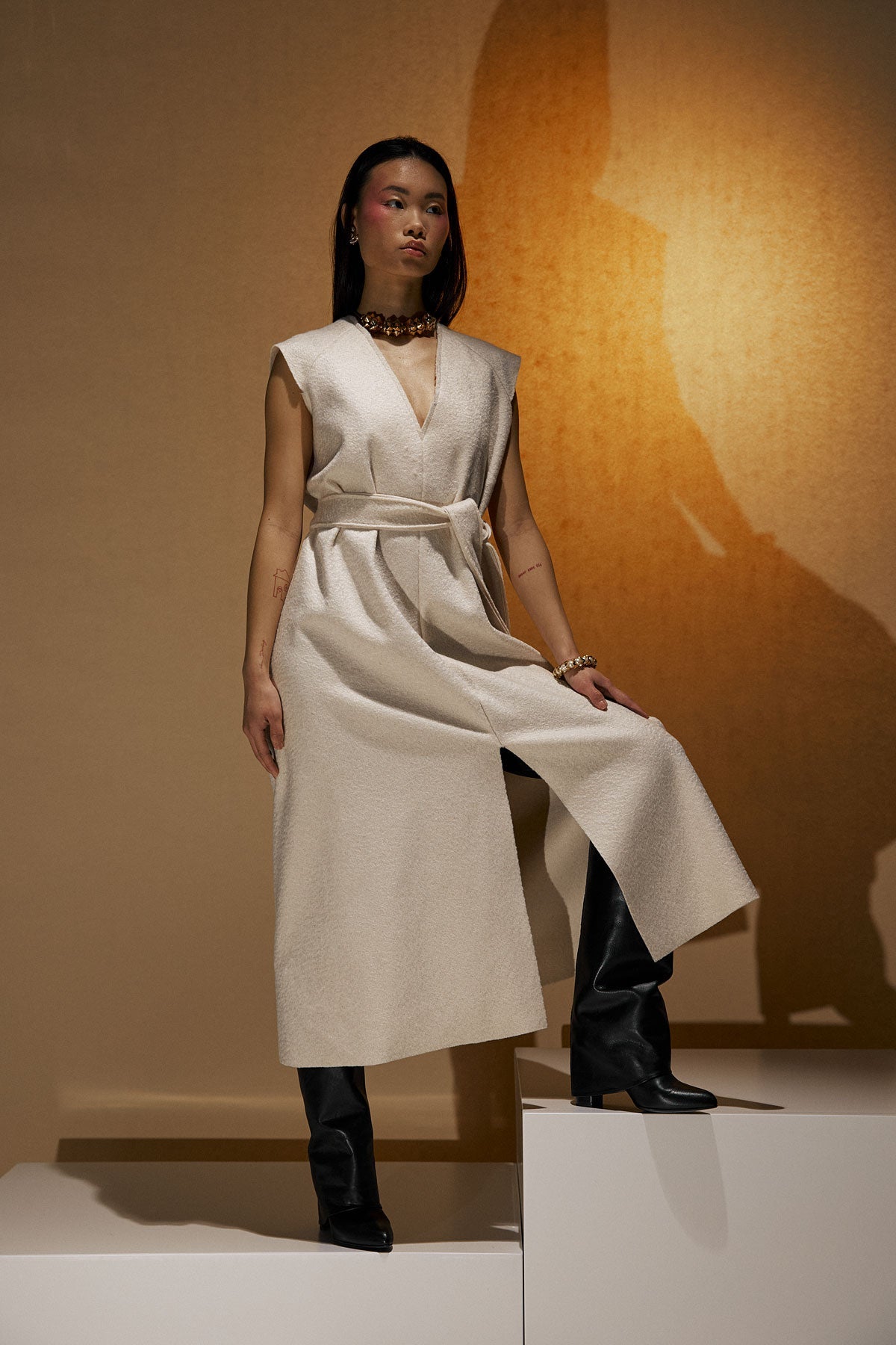 Anna sarafan dress in brushed wool