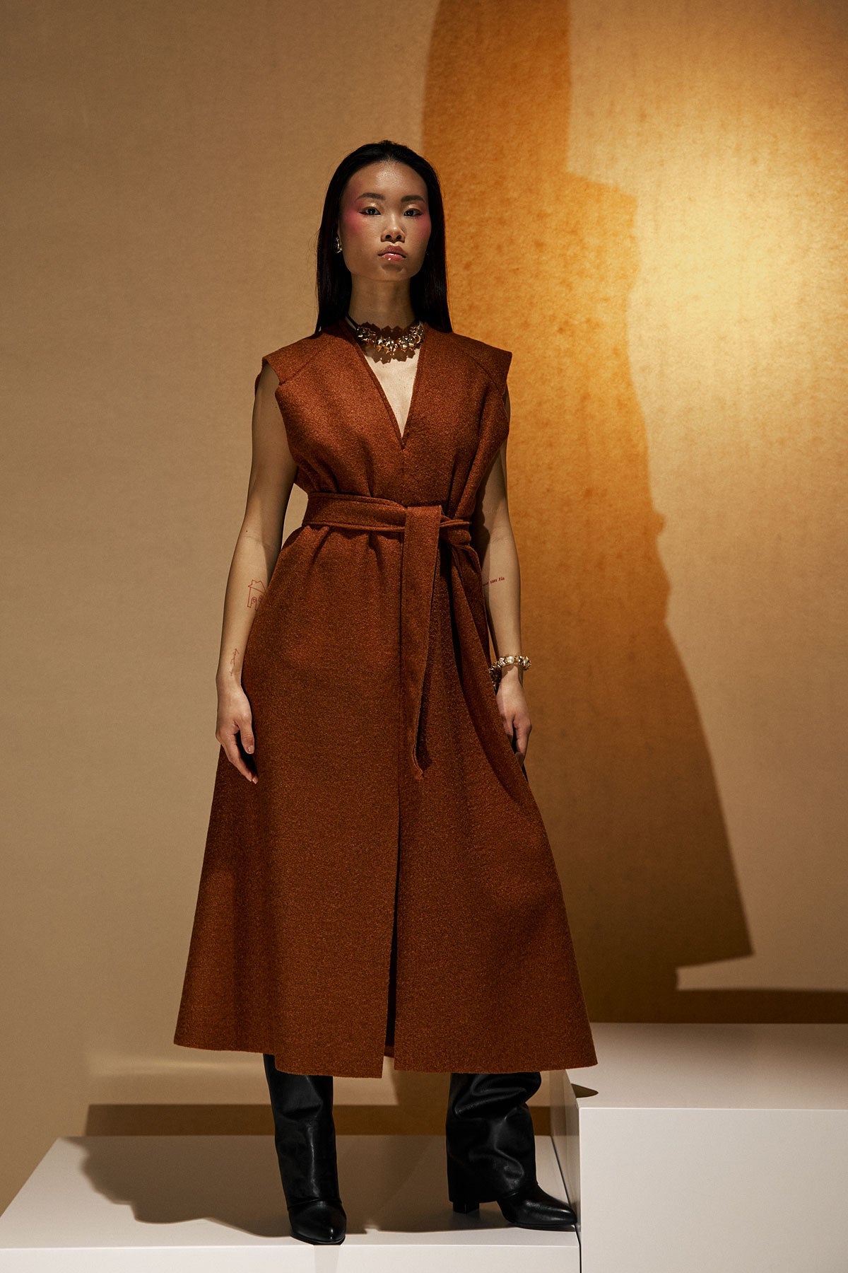 Anna sarafan dress in Brushed wool
