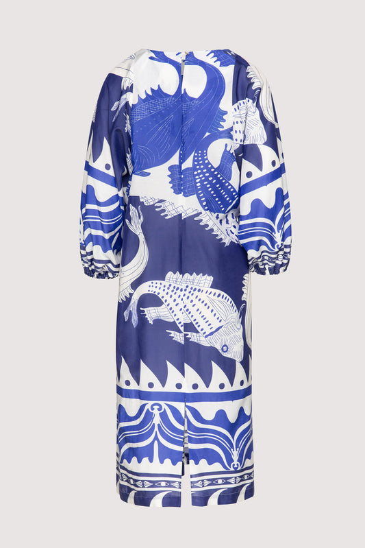 Cecile gather dress in silk/cotton