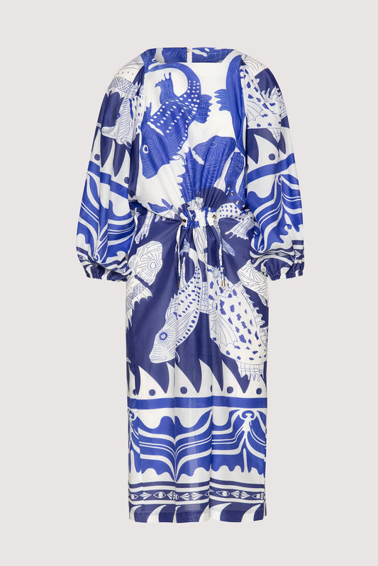 Cecile gather dress in silk/cotton
